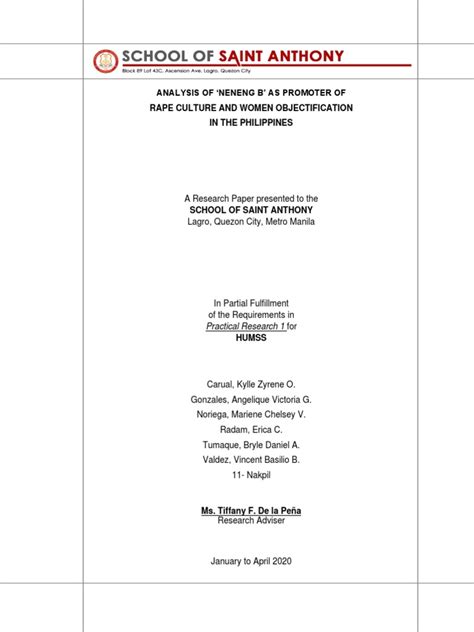Analysis of Neneng B' As Promoter of Rape Culture and Women  .